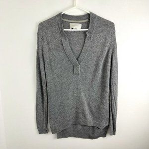 Brochu Walker Grey Viscose & Linen V-Neck Sweater